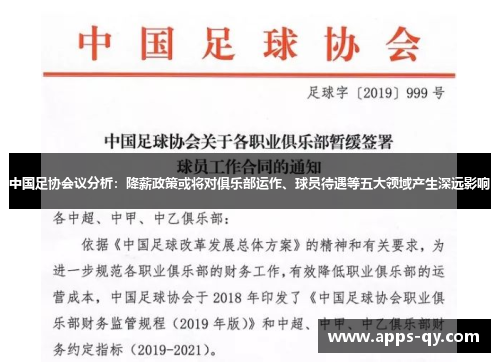 中国足协会议分析：降薪政策或将对俱乐部运作、球员待遇等五大领域产生深远影响
